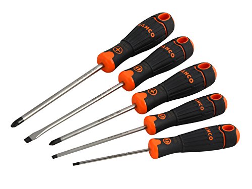 bahco schraubendreher-set 5-tlg schlitz 3/4/5,5 pz1/pz2 bahcofit-griffe