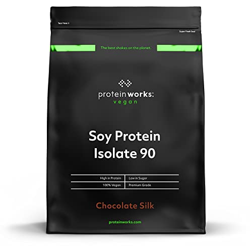 soja protein isolat 90 von protein works, chocolate silk, vegan, fettarm, glutenfrei, 500g