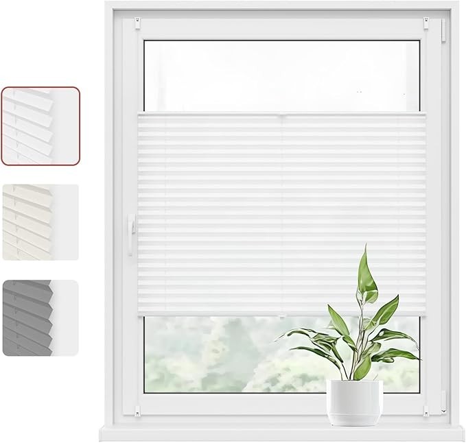 WOLTU Plissee Faltrollo Klemmfix 105x130cm Weiß Lichtdurchlässig Sichtschutz Sonnenschutz