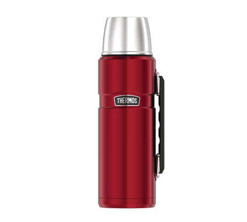 thermos king thermosflasche 1,20l rot edelstahl dicht mit trinkbecher und griff