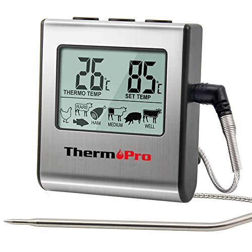 Produktbild: thermopro tp16 grill thermometer mit timer, digital fleischthermometer für barbecue