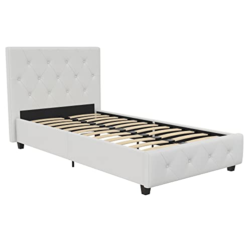 Produktbild: dHP furniture dakota gepolstertes plattformbett weiß single