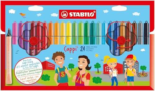 filzstifte 24er pack von stabilo cappi, mit 24 verschiedenen farben