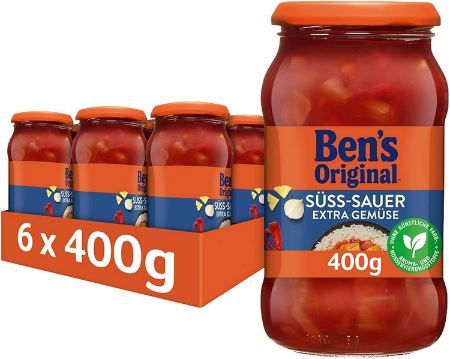 Produktbild: 6x Bens Original Süß-Sauer mit extra Gemüse, 400g, 1,64 pro Glas
