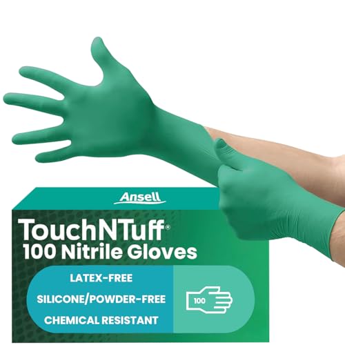Produktbild: ansell touchntuff 92-605 nitril einweghandschuhe grün puderfrei latexfrei xl 100 stück