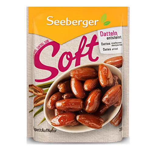 seeberger soft-datteln entsteint 200 g, cremig süß, vegan, ohne zuckerzusatz, deglet nour