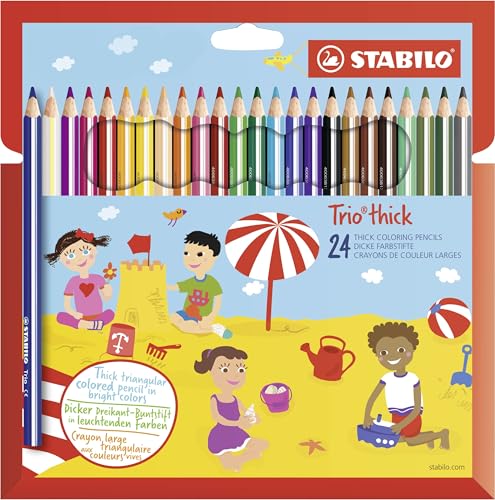 stabilo 24 buntstifte dreikant trio thick, dicke farbstifte für kinder