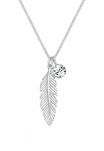 elli halskette damen boho mit feder anhänger und kristall aus 925 sterling silber