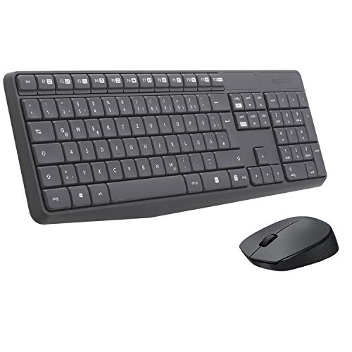 logitech mk235 kabelloses tastatur und maus set, 2,4 GHz, deutsches qwertz-layout, grau