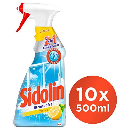 glasreiniger sidolin zitrus mit abperl-effekt 10 x 500 ml sprühflasche