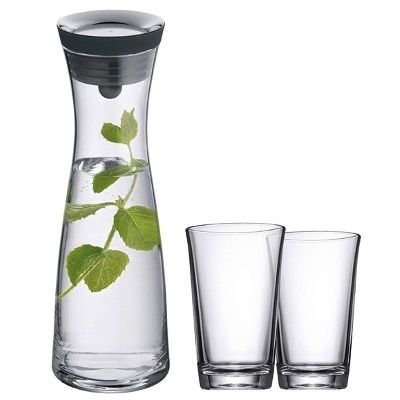 Produktbild: WMF Basic Wasserkaraffe Set 3-teilig, 1l Karaffe mit 2 Gläsern 250ml, Silikondeckel