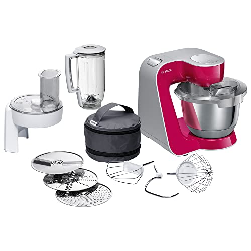 bosch mum58720 food processor mit 3,9 l edelstahl-schüssel, 1000 w, rot/silber
