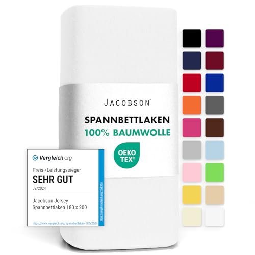 jacobson jersey spannbettlaken baumwolle 90x200-100x200 cm weiss