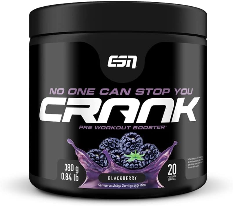 esn crank pre workout booster blackberry 380g vegan made in germany