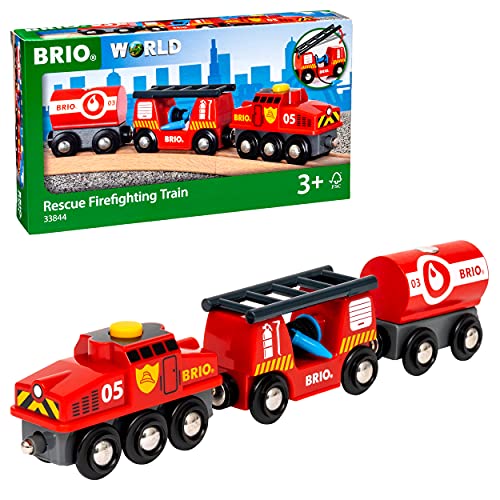brio world feuerwehr-löschzug mit schlauch und wassertank, spielzeug ab 3 jahren