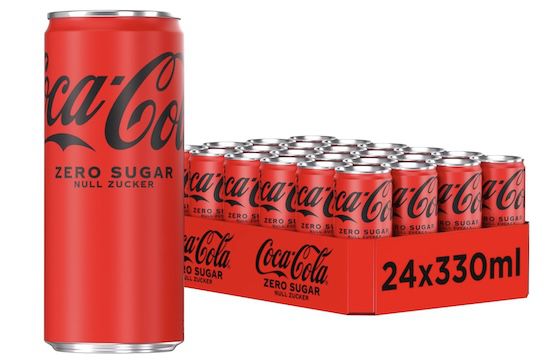 coca-cola zero sugar 24er pack für 14,84 euro, nur 62 cent pro dose