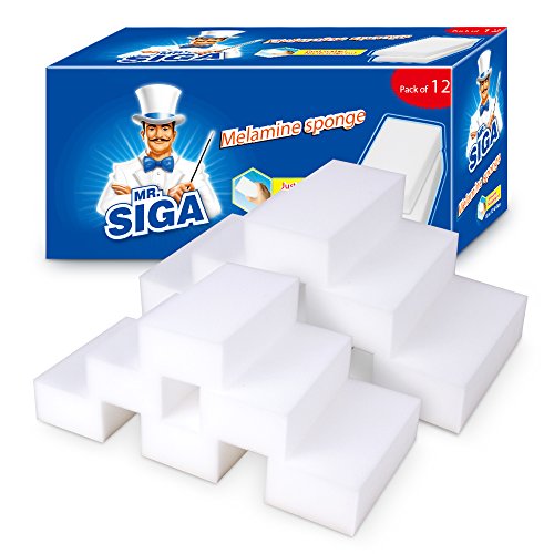 mr.siga melamin schwamm, reinigungsschwamm für küche, packung 12, 12 x 6 x 3 cm