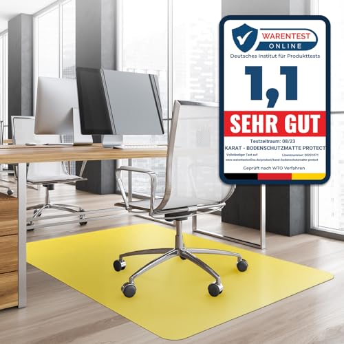 office marshal bodenschutzmatte 90 x 120 cm gelb für hartböden ohne weichmacher