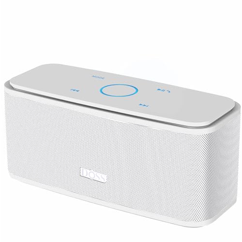 doss bluetooth lautsprecher mit dual bass-treibern, 20h akku, ipx5 wasserdicht, weiß
