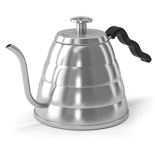 coffee gator wasserkocher schwanenhals mit thermometer 1,2 l edelstahl für tee und kaffee