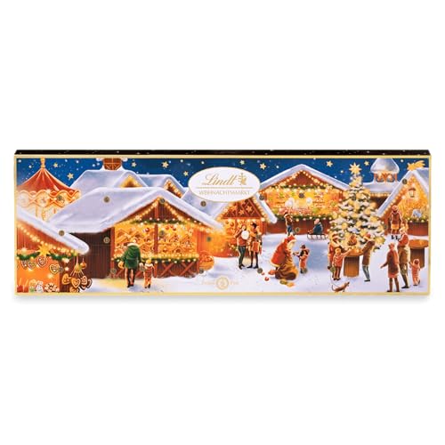 Lindt Weihnachtsmarkt Adventskalender 2024, 250 g mit 24 Schokoladenüberraschungen für die Weihnachtszeit