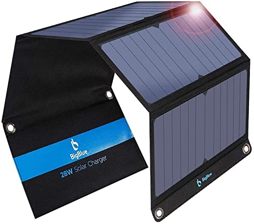 bigblue solar charger 28W tragbar 2-Port usb 5V, IPX4, digitaler ammeter, schutz