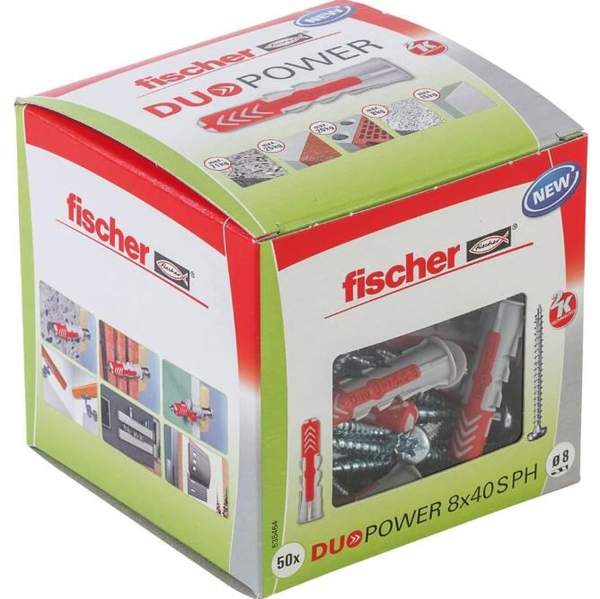 fischer duopower universaldübel 8 x 40 mm mit panheadschraube 50er pack 8,69