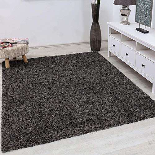 teppich rund hochflor shaggy anthrazit dunkelgrau vimoda,  80 cm