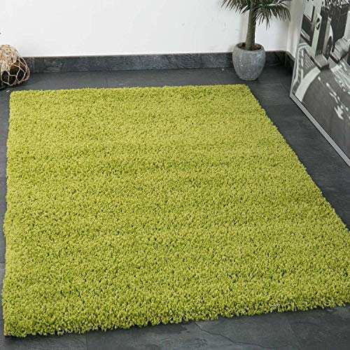 vimoda teppich rund grün hochflor shaggy für wohnzimmer, schlafzimmer, küche,  120 cm