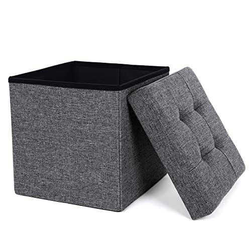 songmics sitzhocker mit stauraum, fußhocker, falthocker, sitzwürfel 38 x 38 x 38 cm