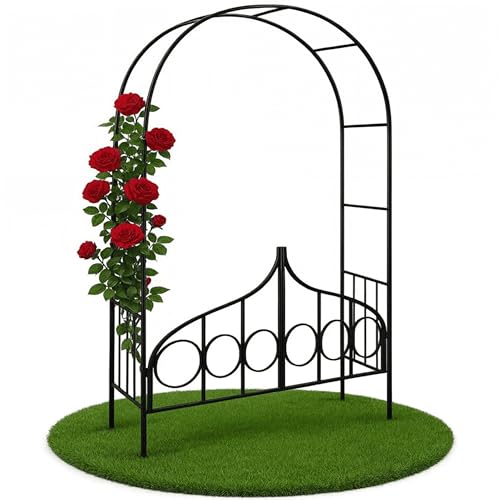 gardebruk rosenbogen metall 240 x 140 x 40 cm mit tür torbogen rankhilfe rosentor