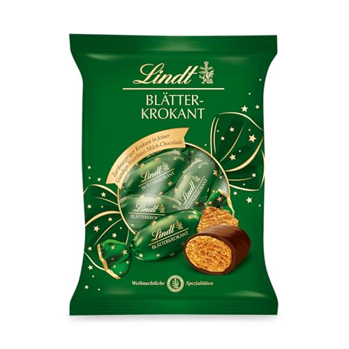 lindt schokolade blätterkrokant zapfen 90g, zartknuspriger krokant in gianduja-vollemilch