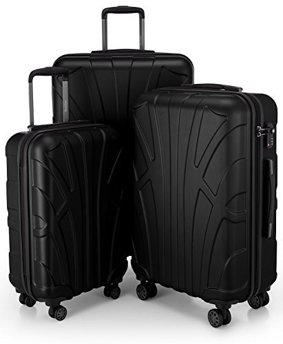 suitline koffer-set 3er trolley 55 cm 66 cm 76 cm 100% abs schwarz