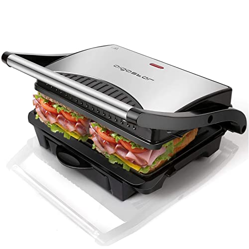 Aigostar hett pro kontaktgrill, sandwichmaker, panini grill, 1500W, antihaftbeschichtung