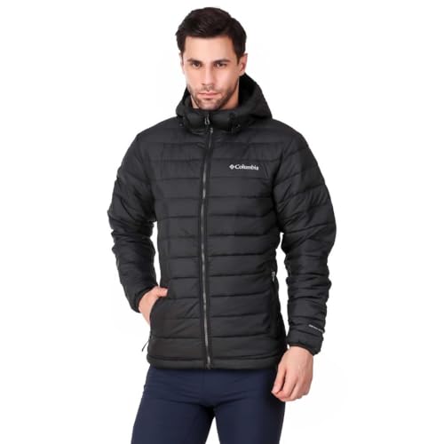 columbia steppjacke herren mit kapuze, schwarze powder lite jacke