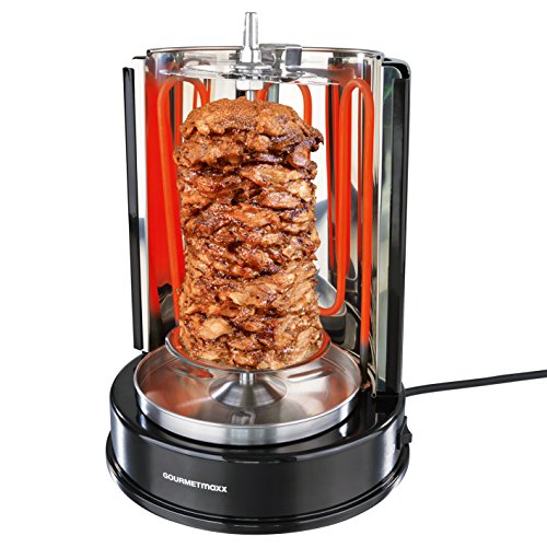 dönergrill elektrisch von gourmetmaxx, vertikaler grill mit spießen für gyros und schaschlik