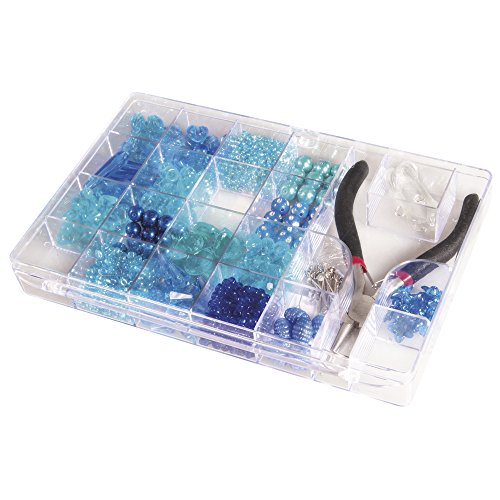rayher perlen-box mit zange 185 g blau farben und größenmix 20 x 13,5 cm