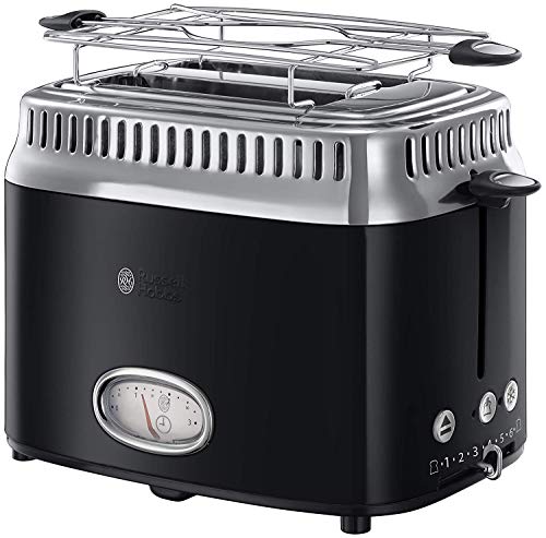 russell hobbs toaster retro edelstahl schwarz 2 scheiben mit brötchenaufsatz 1300w