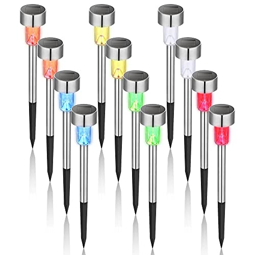 Produktbild: gigalumi solarlampen außen, 12 wasserdichte solar gartenleuchten, 6 farben
