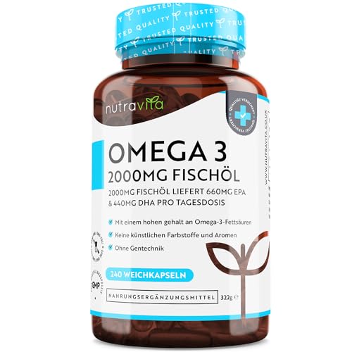 omega 3 kapseln hochdosiert 2400mg fischöl 660mg epa 440mg dha - nutravita