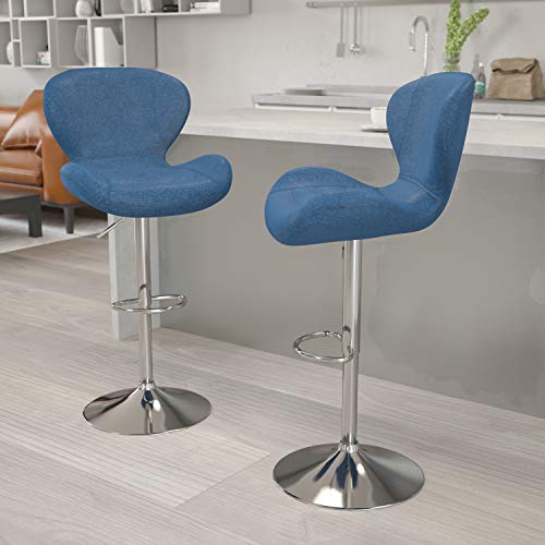 barhocker stoff höhenverstellbar gebogen mit rückenlehne chrom-basis 2 stück flash furniture denville