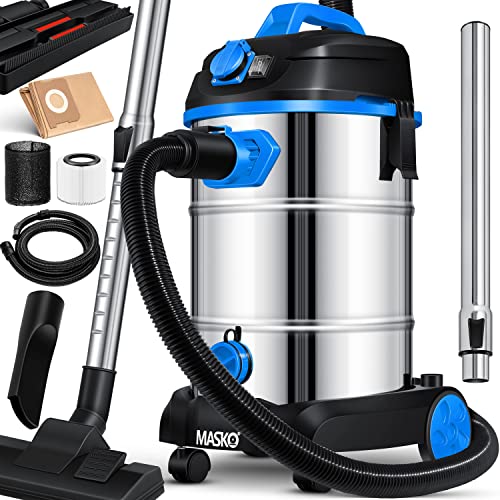 masko industriestaubsauger 1800 W, nass- und trocken, mit steckdose, blau