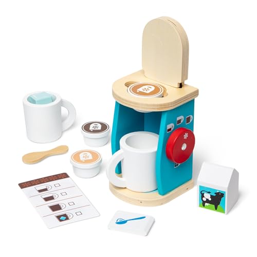 holzspielzeug kaffeemaschinen-set von melissa & doug, spielzeug für kinder