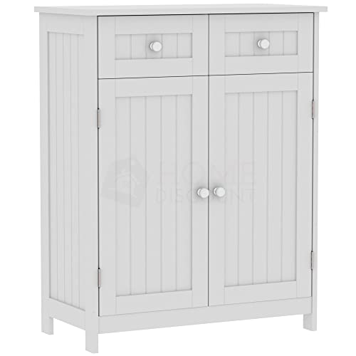 bath vida priano badezimmerschrank weiß, 2 schubladen, 2 türen, bodenstehend