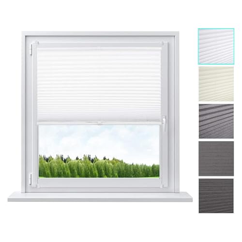 WOLTU plissee ohne bohren 120x130cm klemmfix faltrollo weiß lichtdurchlässig