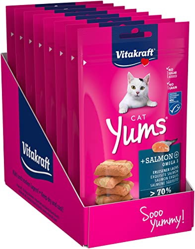 vitakraft cat yums katzensnack mit lachs, extra fleischig, 9x 40g