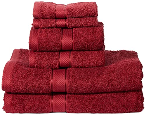 amazon basics handtuch-set rot 100% baumwolle ausbleichsicher 2 badetücher 2 handtücher 2 waschlappen