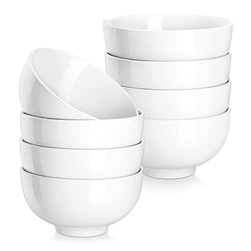 MALACASA 8 teiliges porzellan müslischalen set cremeweiß 300ml für snack salat suppe obst
