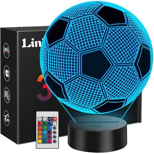 linkax fußball geschenke kinder 3d nachtlicht 16 farben lampe für jungen mädchen