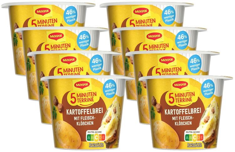 MAGGI 5 Minuten Terrine Kartoffelbrei mit Fleischklößchen 8er Pack ab 7,52